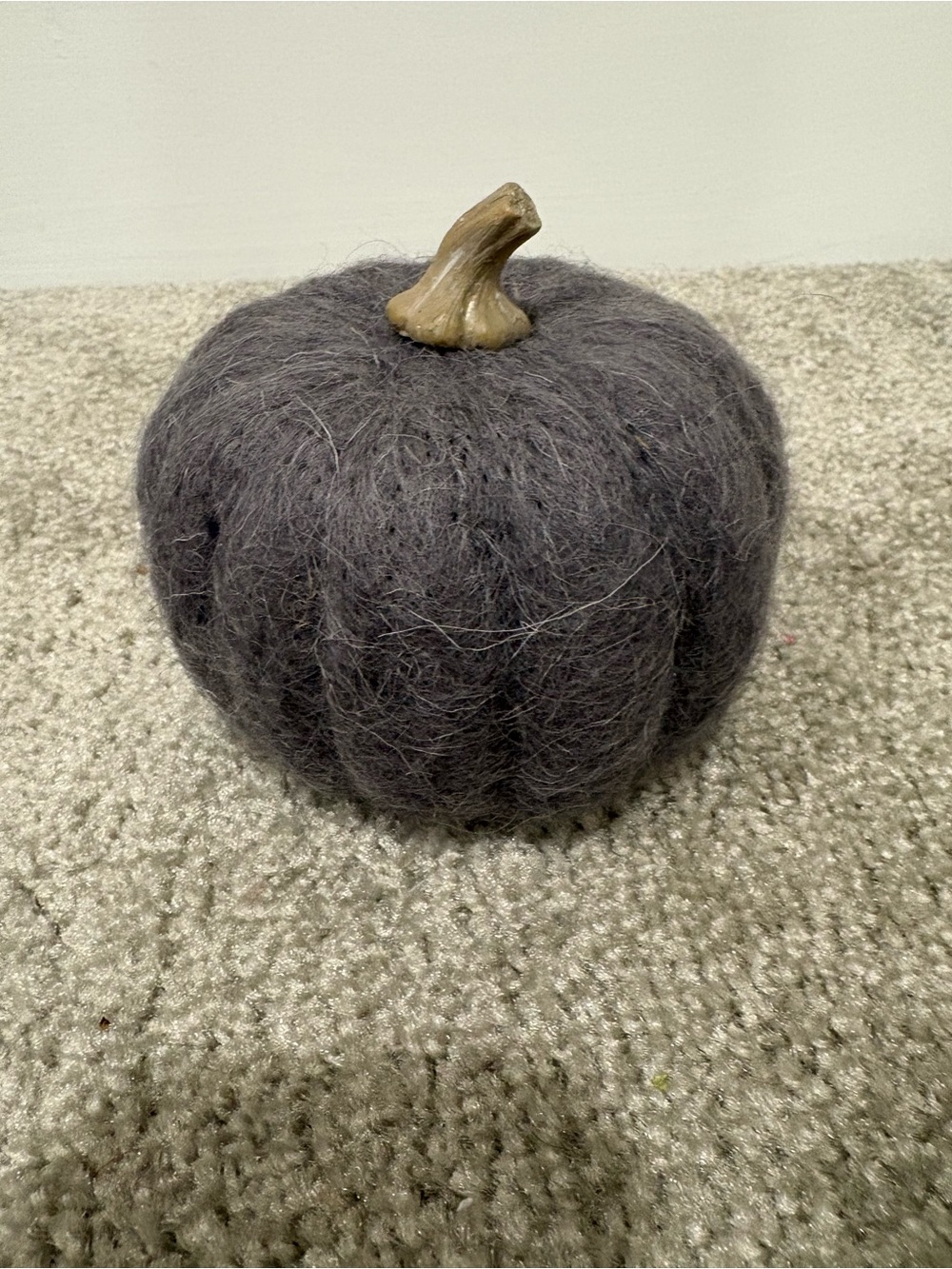 Felted Gray Decorative Pumpkin - Home Art Accent